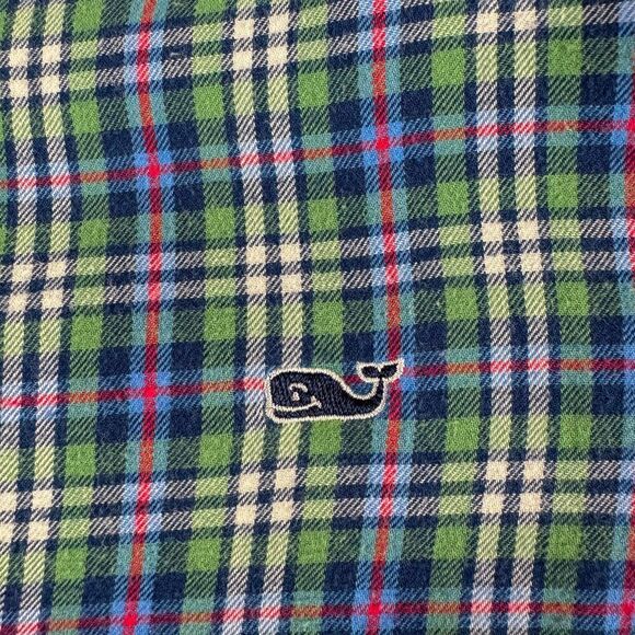 Vineyard Vines Shirt Mens Large Blue Plaid Slim Fit Whale Button Down Flannel - Picture 4 of 13